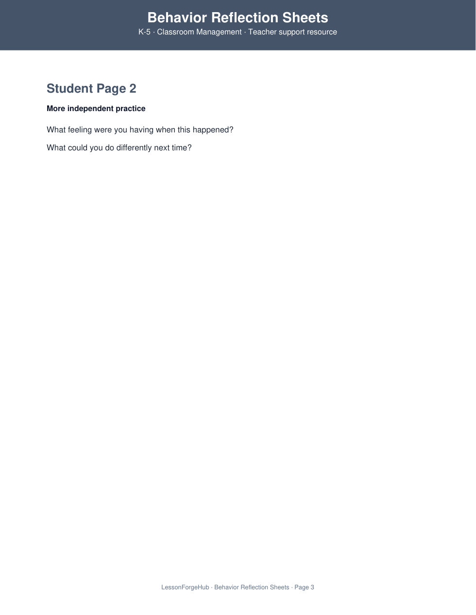Behavior Reflection Sheets gallery image 3