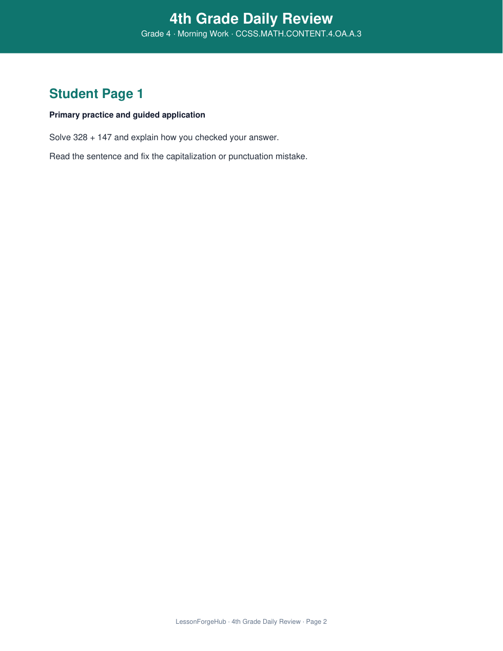 4th Grade Daily Review gallery image 2