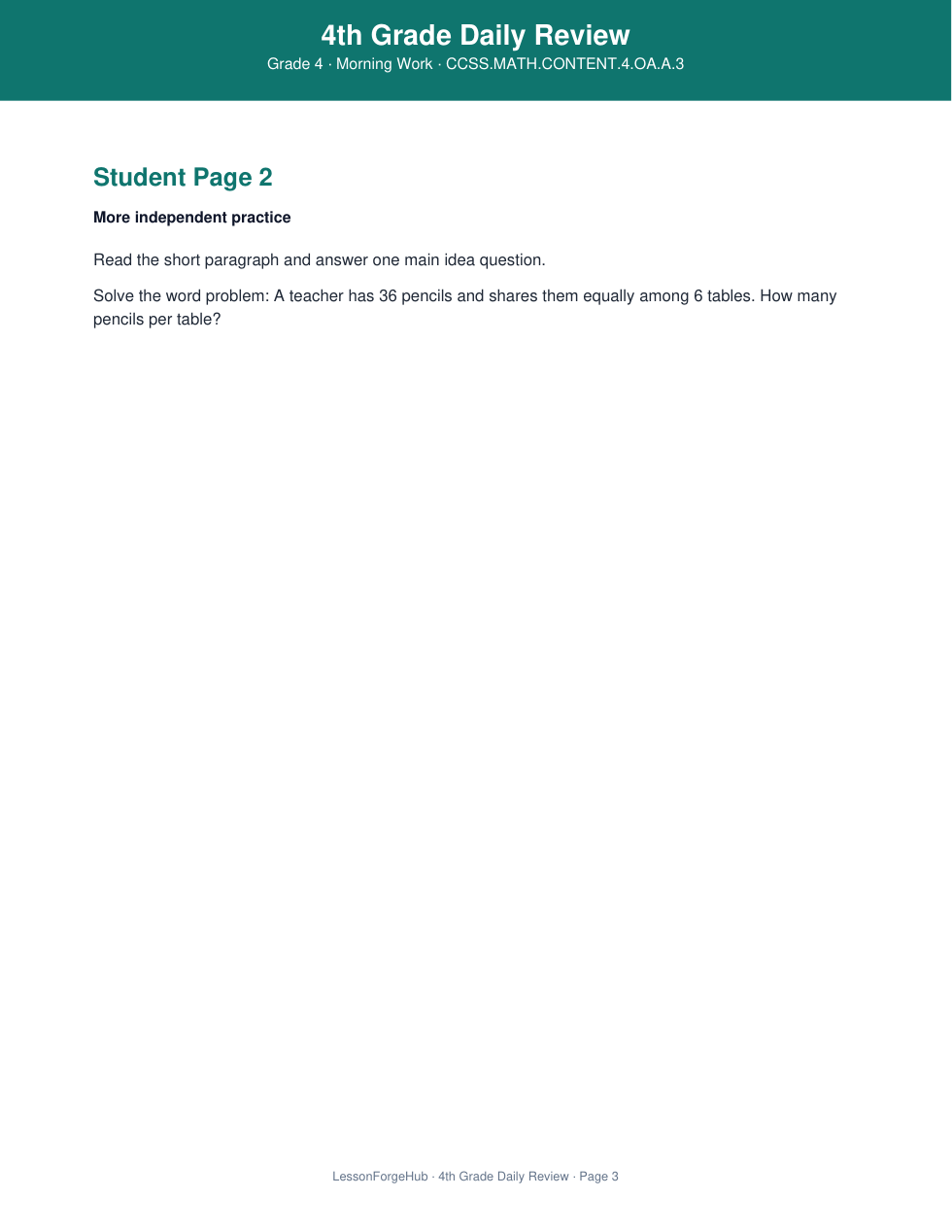 4th Grade Daily Review gallery image 3