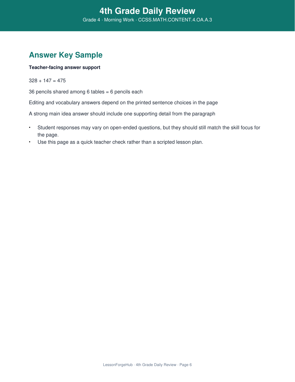 4th Grade Daily Review gallery image 4