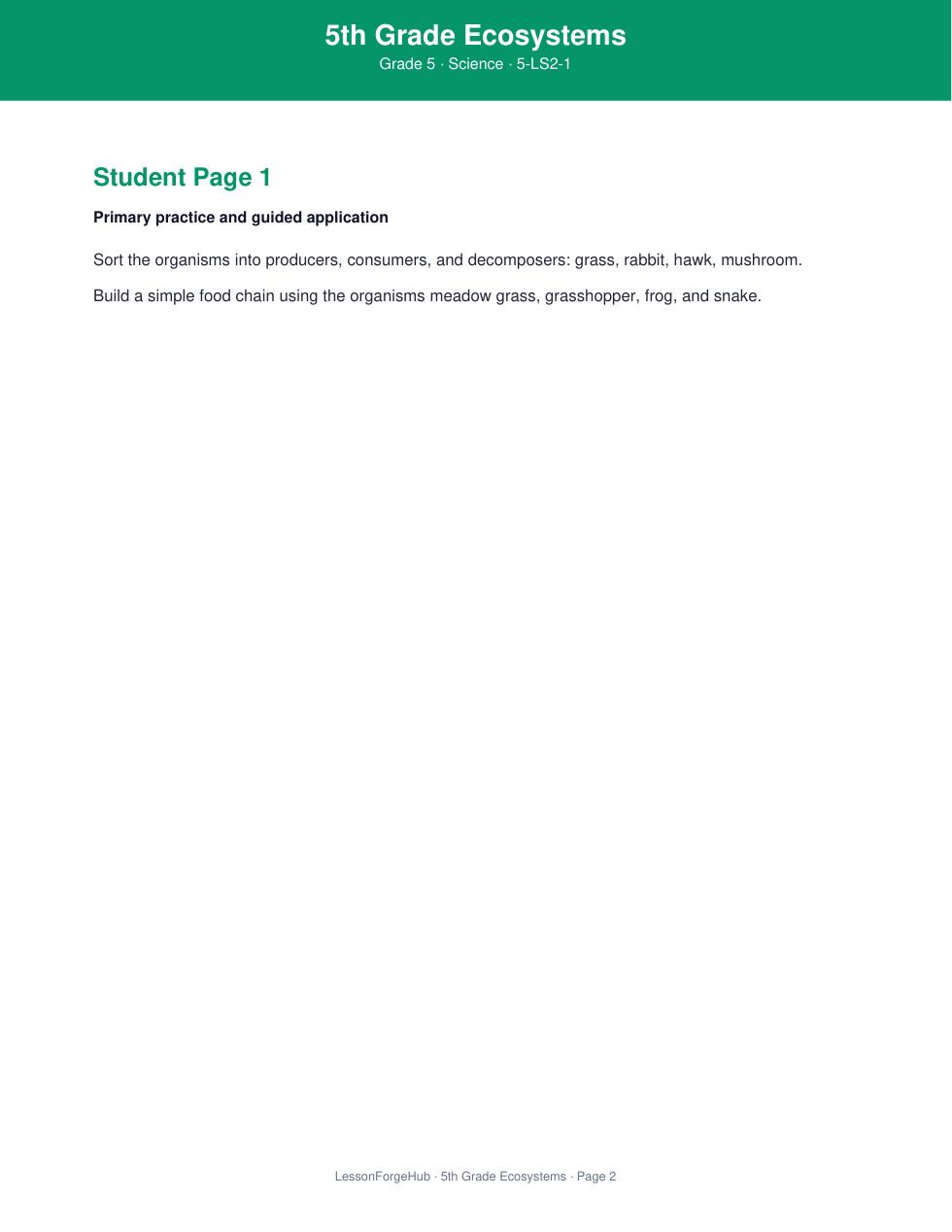 5th Grade Ecosystems gallery image 2