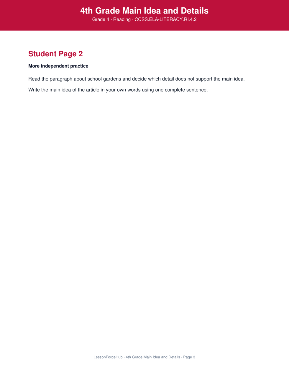 4th Grade Main Idea and Details gallery image 3