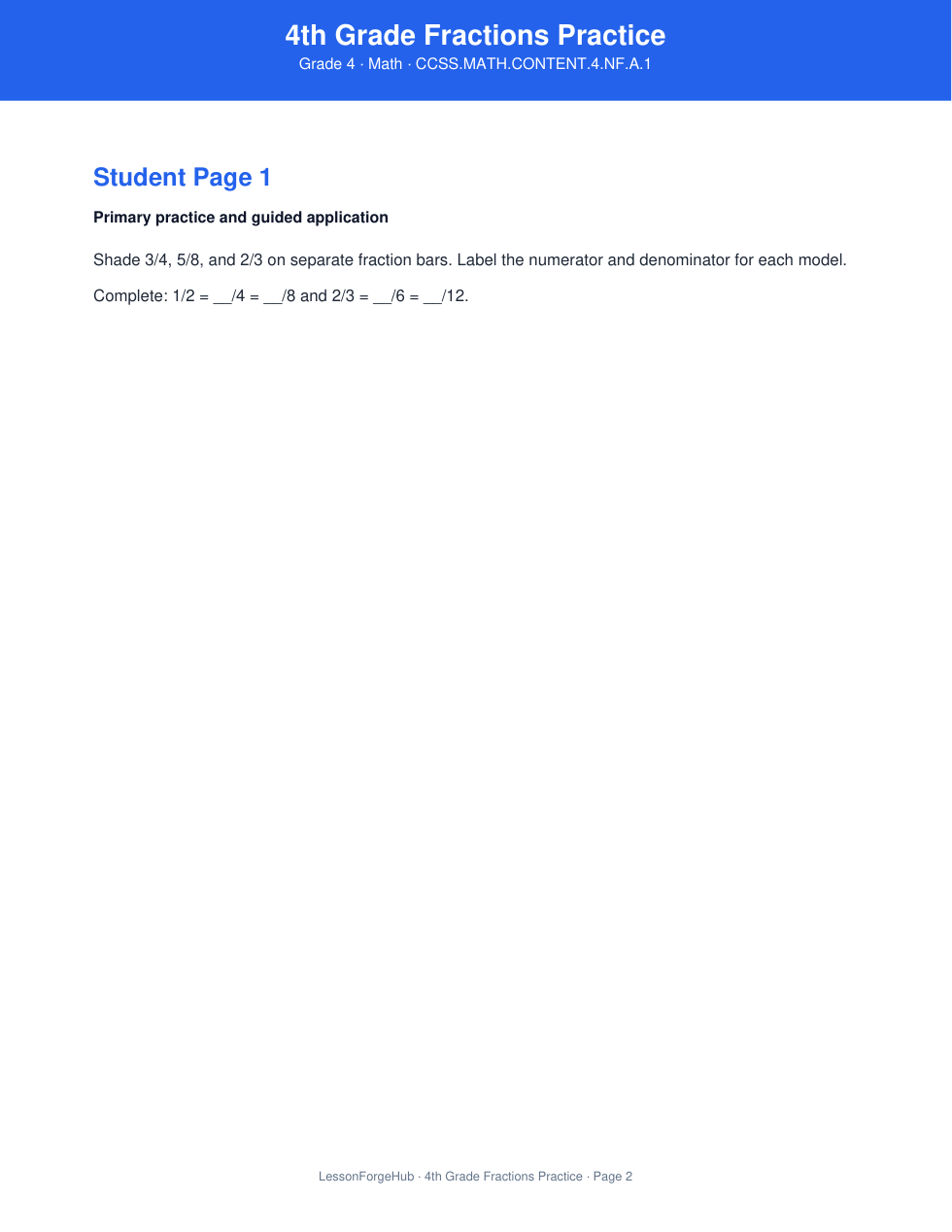 4th Grade Fractions Practice gallery image 2