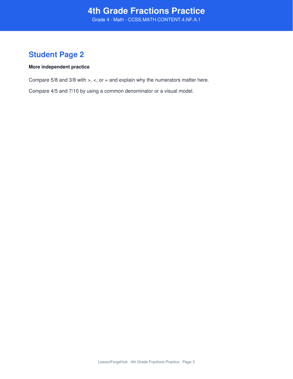 4th Grade Fractions Practice gallery image 3