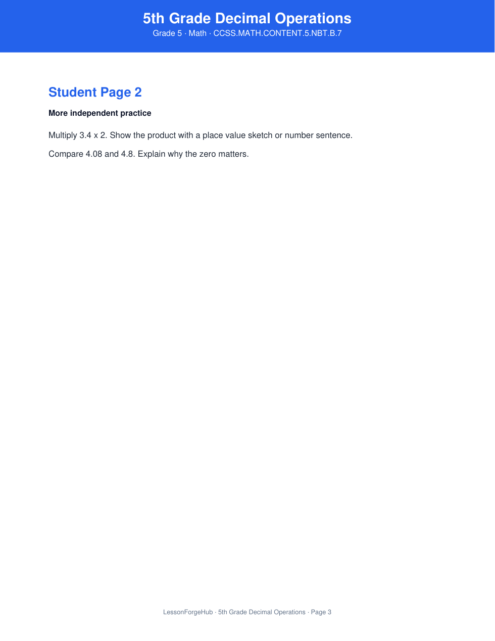 5th Grade Decimal Operations gallery image 3