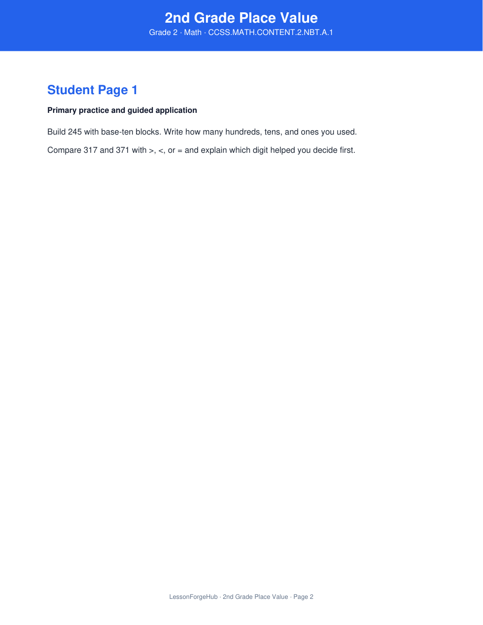 2nd Grade Place Value gallery image 2