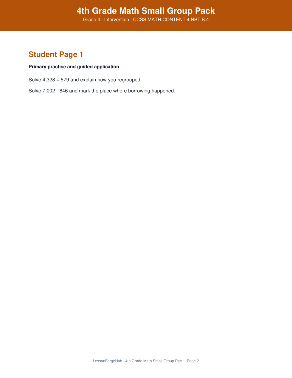 4th Grade Math Small Group Pack gallery image 2