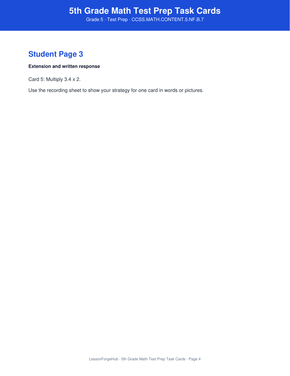 5th Grade Math Test Prep Task Cards gallery image 3