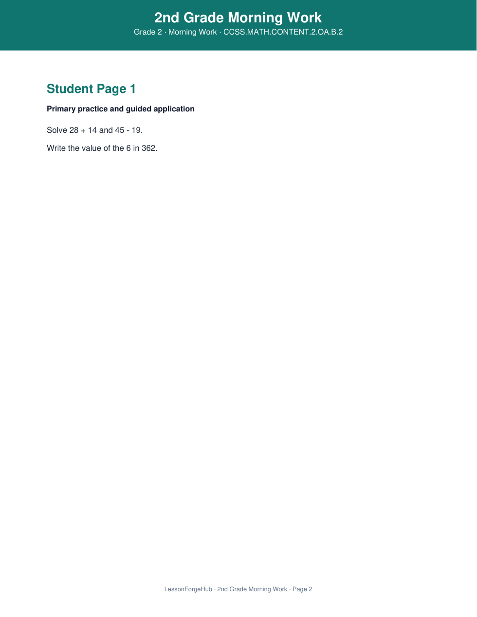 2nd Grade Morning Work gallery image 2