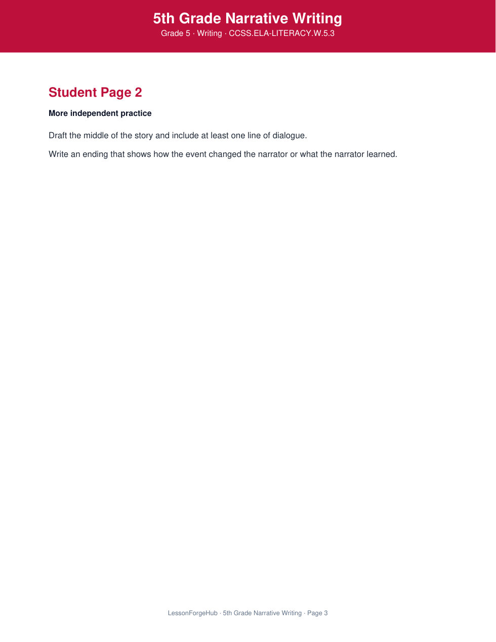 5th Grade Narrative Writing gallery image 3