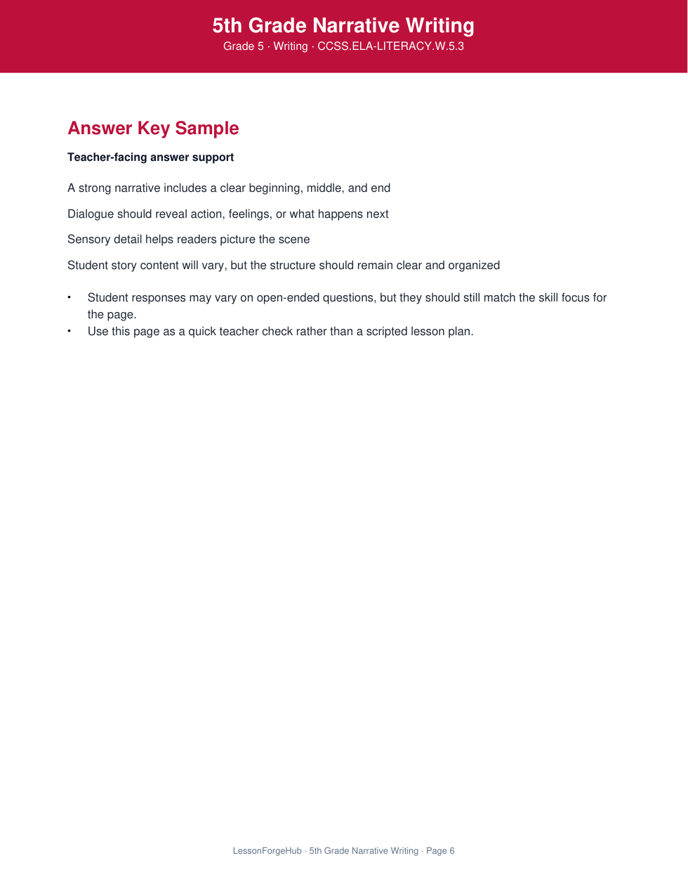 5th Grade Narrative Writing gallery image 4