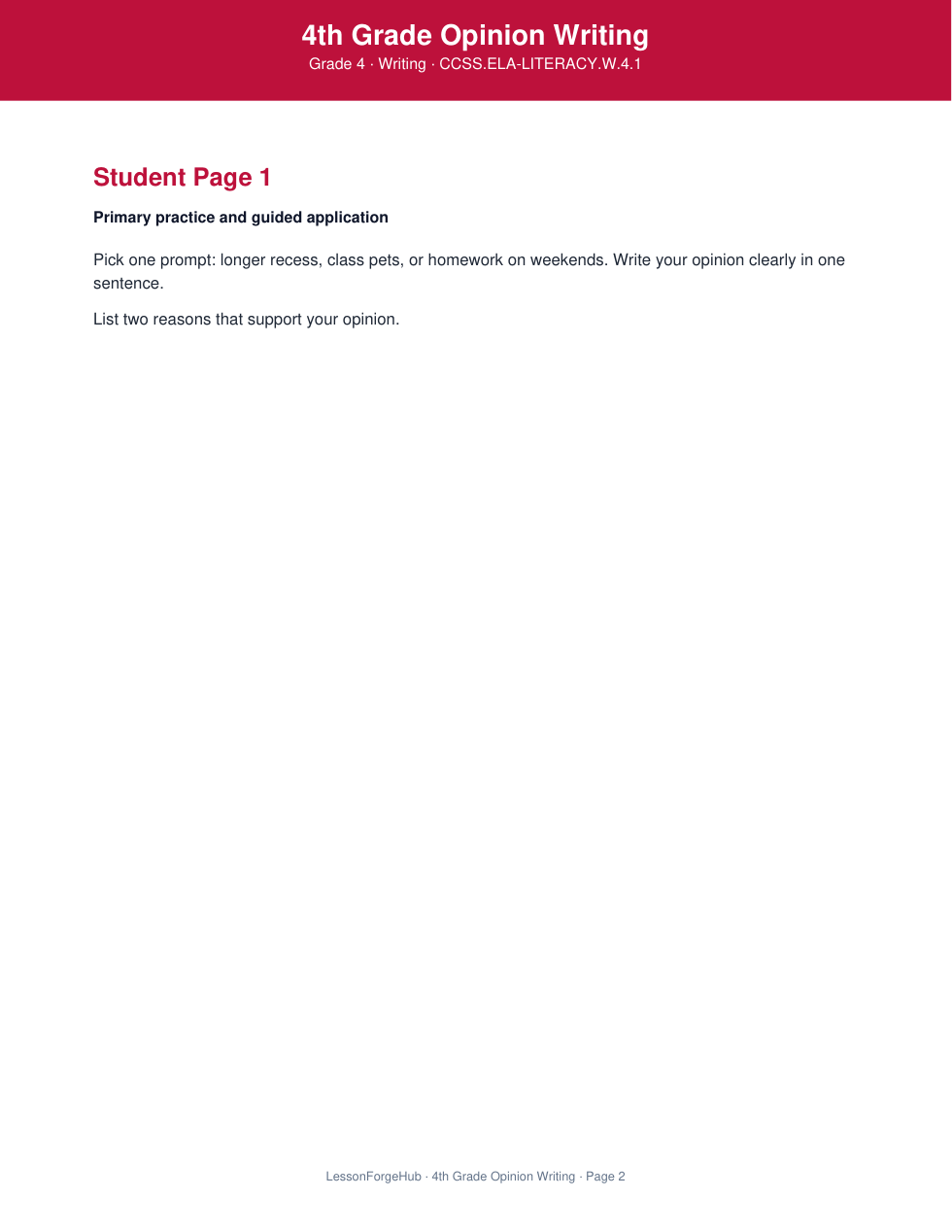 4th Grade Opinion Writing gallery image 2