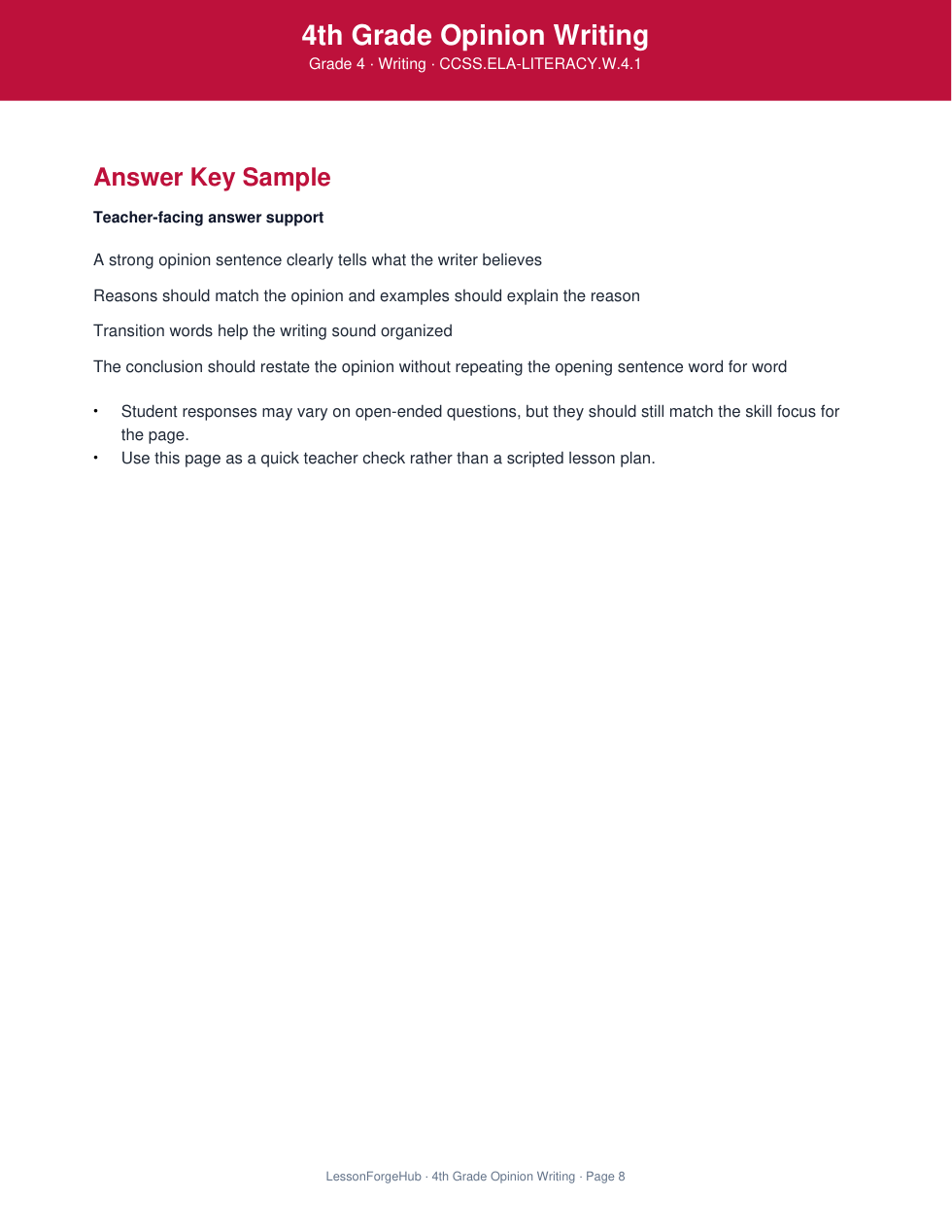 4th Grade Opinion Writing gallery image 4