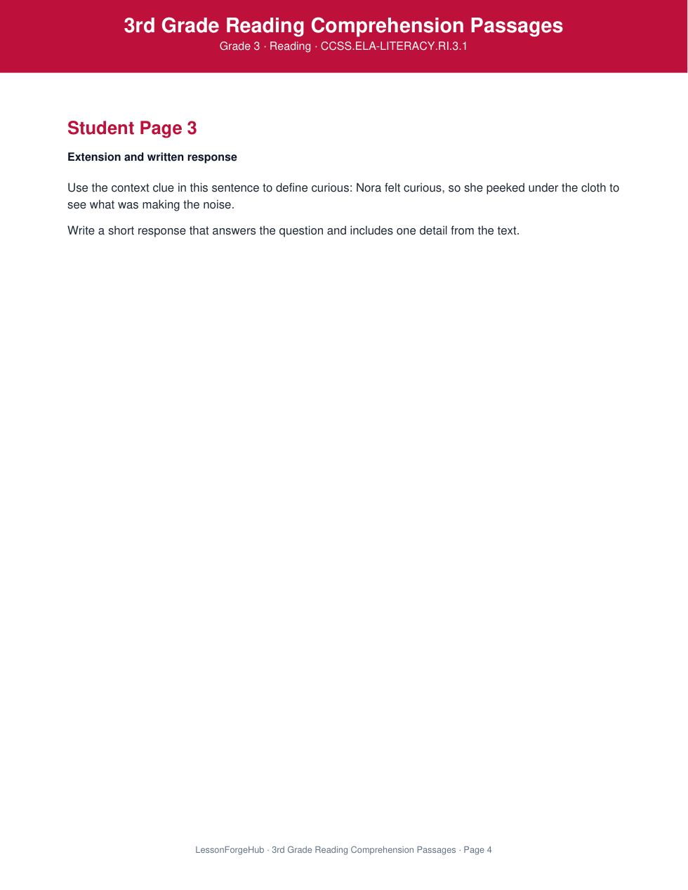 3rd Grade Reading Comprehension Passages gallery image 3